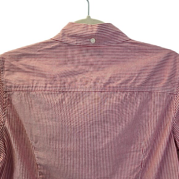 Banana Republic Factory Striped V-Neck Button Down Shirt Size Medium - Picture 5 of 6